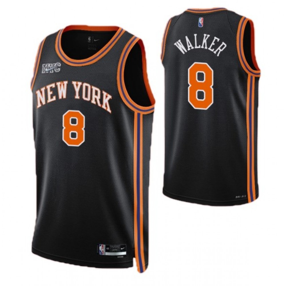 Men's New York Knicks Kemba Walker #8 Black 2021/22 Swingman NBA Jersey - City Edition-Pro Kit Vault | Brand New 26/27 Sports Jerseys